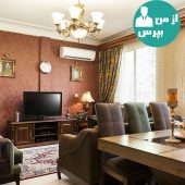 دکوراسیون زیبا و پارچه ای با استفاده از دیوارکوب در کنار پرده