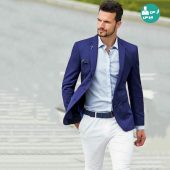 ست مناسب با کت و شلوار آبی کدام است؟