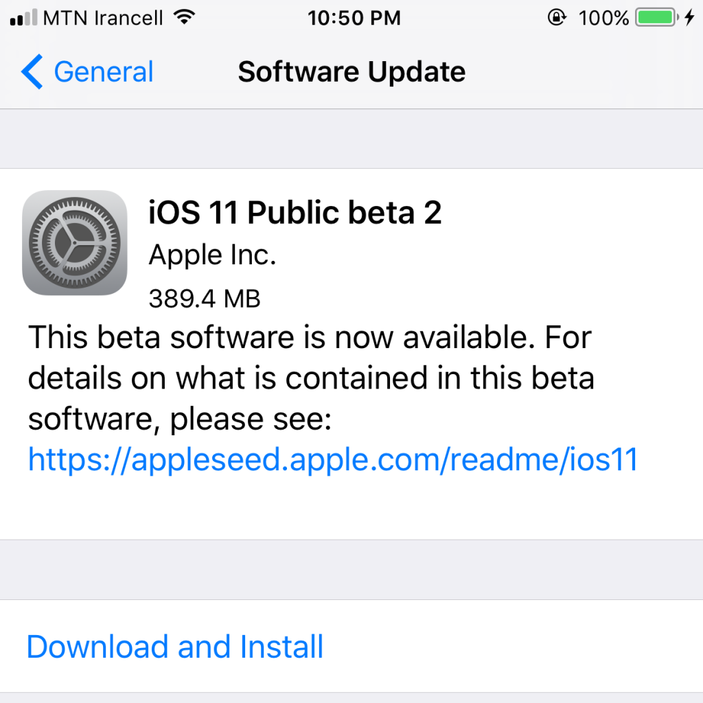 iOS 11 Public beta 2